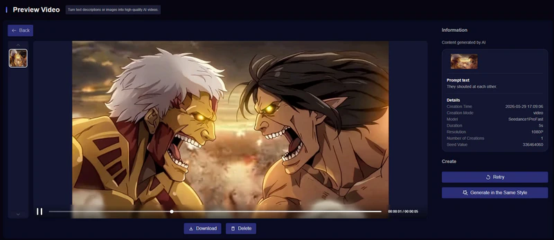 upload anime character image to generate video