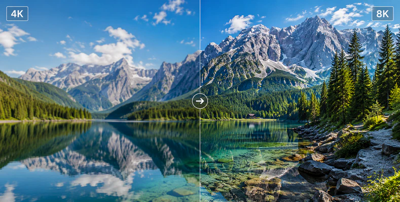 upscale 4K to 8K AI video enhancement